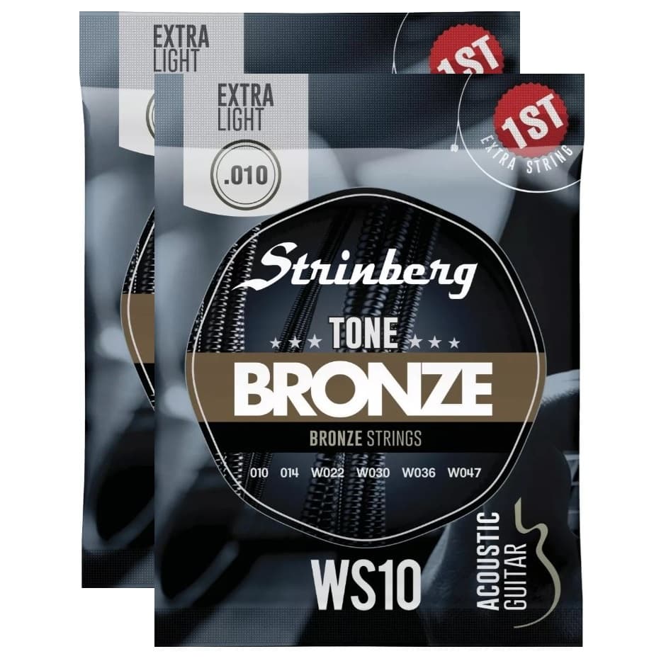 Kit 2 Jogos de Cordas Encordoamento Strinberg WS10 Violão Aço 010 WS-10