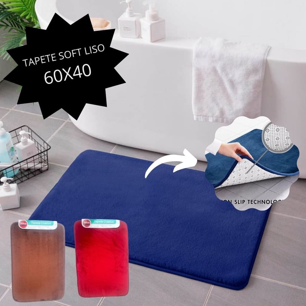 Tapete Antiderrapante Soft Fom Liso 60X40 Super Macio