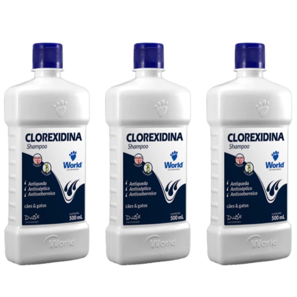 Kit 3 Shampoo Dermatite Clorexidina 500ml World