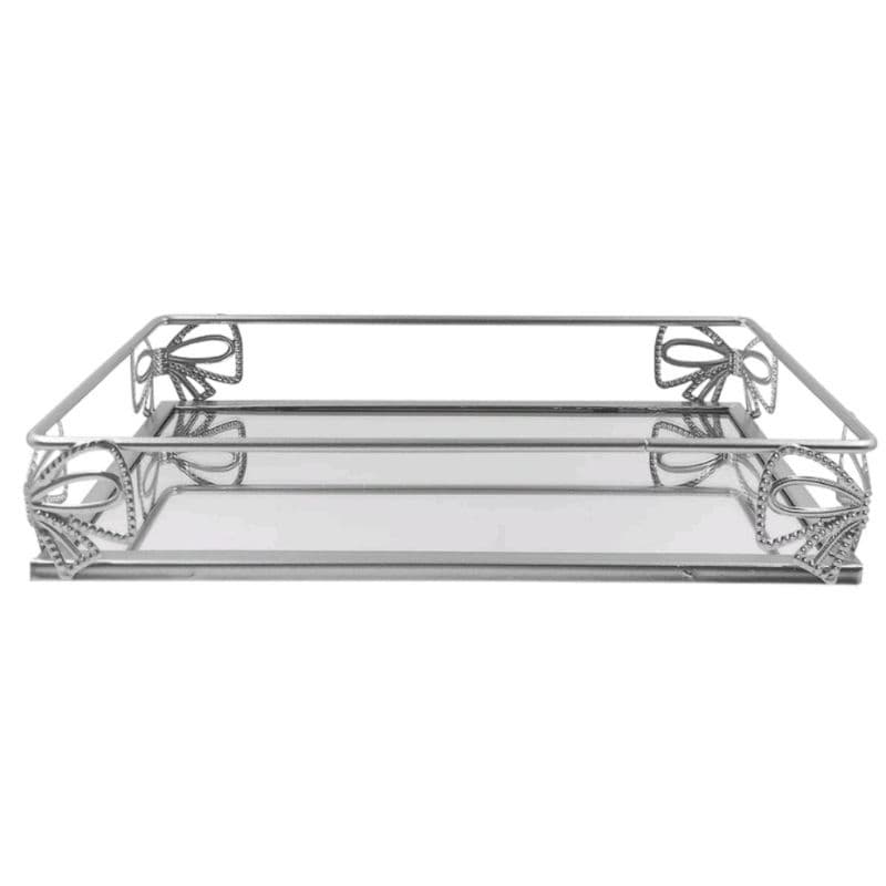 Bandeja Metal Espelhada Retangular Decorativa Lavabo Banheiro Porta Perfumes Penteadeira