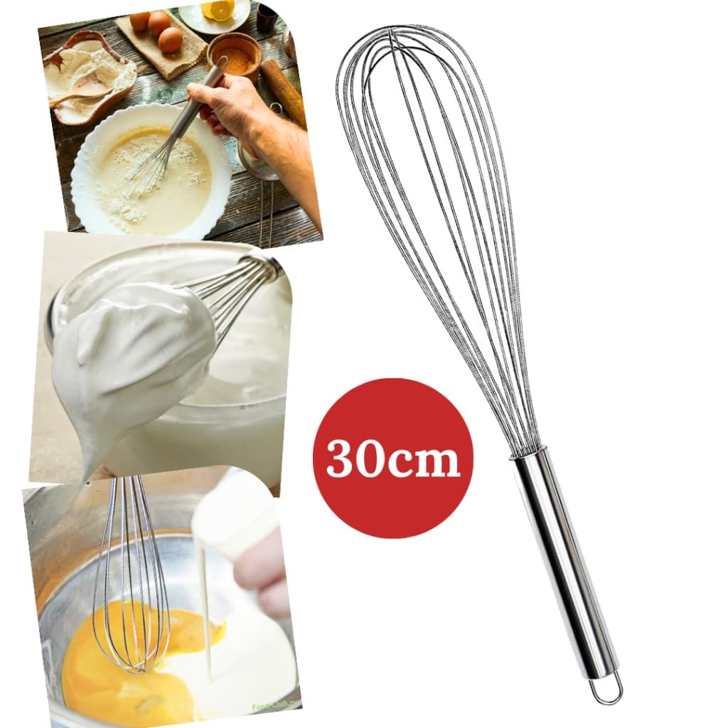 Batedor De Ovos E Massas Fue Inox 30cm Fuet Profissional Bolos Claras Profissional