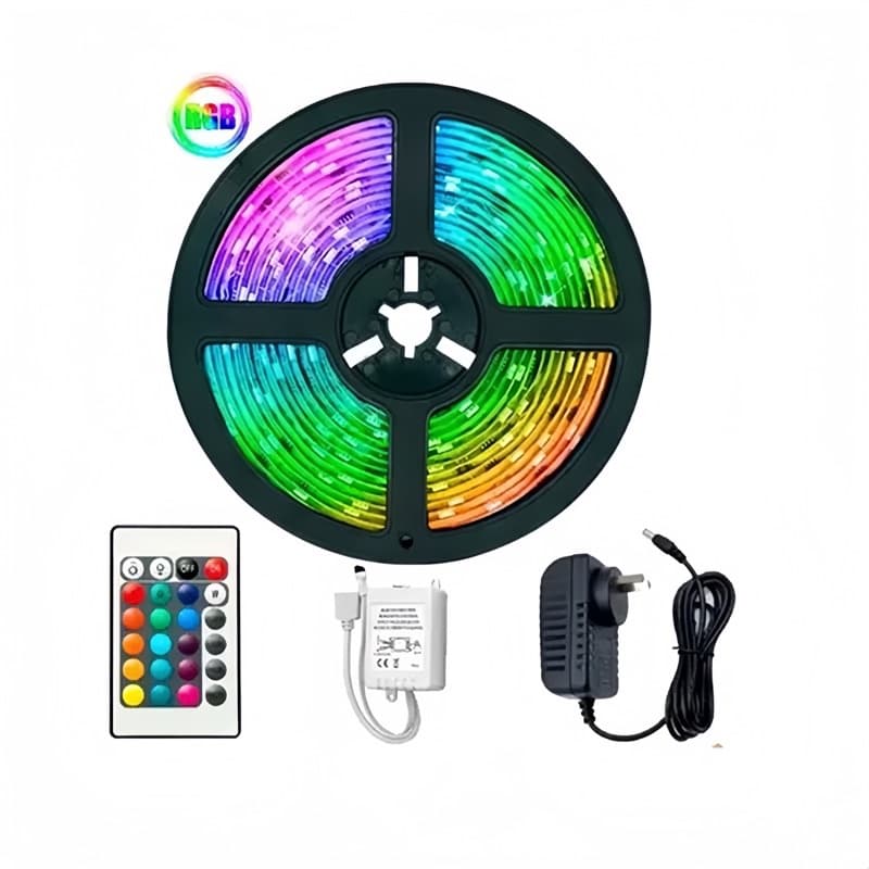 Fita Led Rgb 3528 Colorida 5m + Controle 300 Led decoração para quarto Casa Loja Gesso Teto Vitrine luz de cabeceira