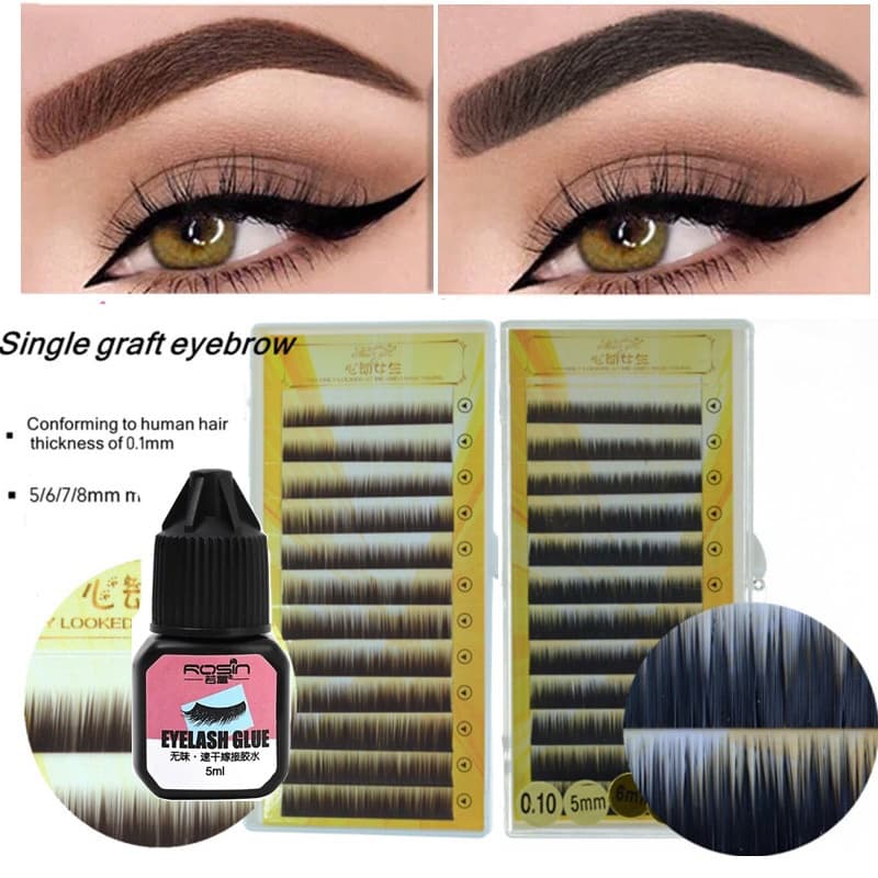 Enxerto Sobrancelhas Naturais 0,10mm Beleza Individual Extensões Falsas De Mink Permanente , 5-8mm Comprimento Misto