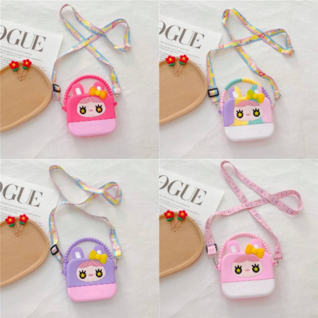 Bolsa Infantil Coelhinho Mensageiro o Ombro da Moedas Tamanho Pequeno em Silicone - Modelo A