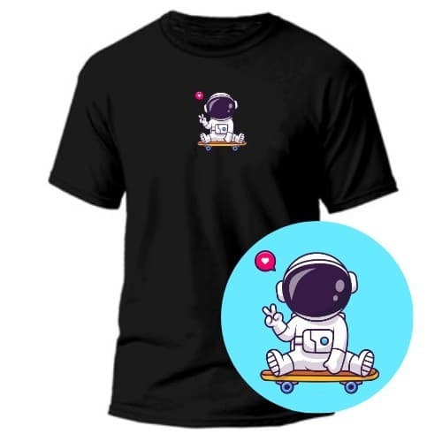 Camiseta Masculina Astronauta Desenho 100% Algodão Moda Streetwear Premium