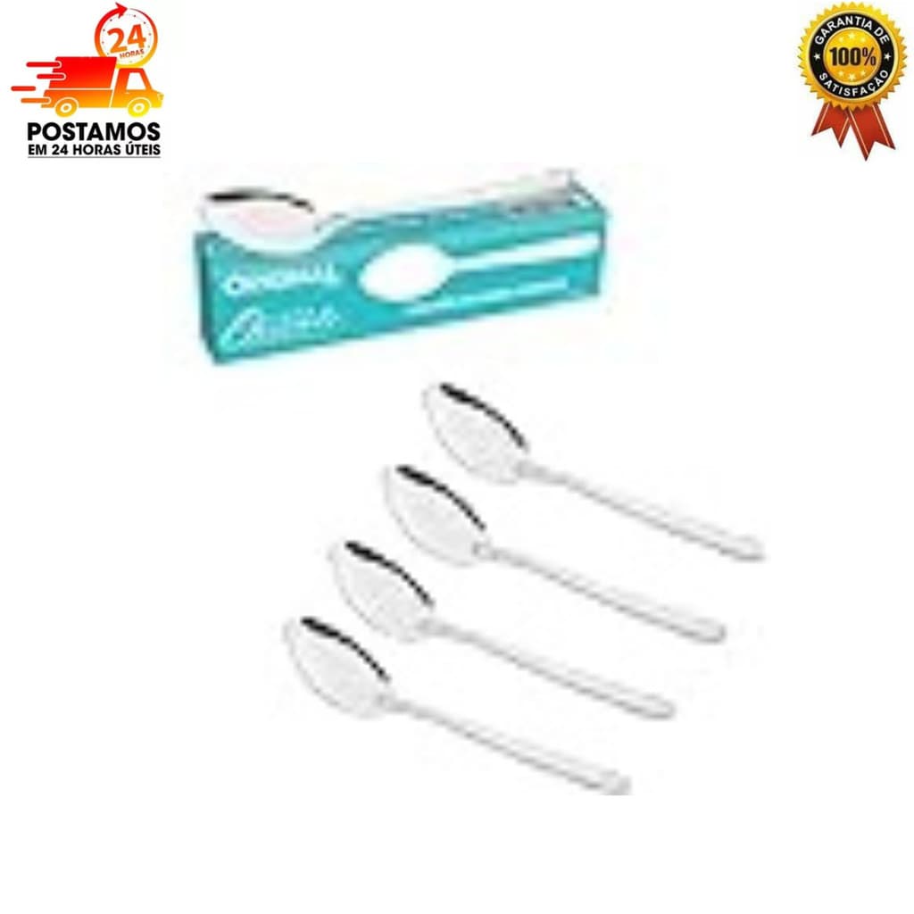 Kit 12 Colher Talher Aço Inox Mesa Sopa Buffet Restaurante 18cm Prateada