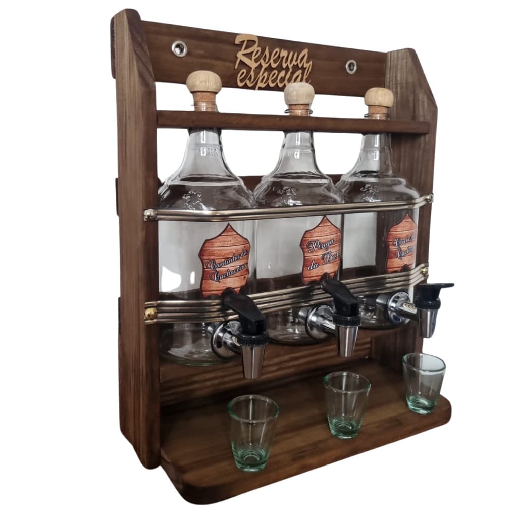 Pingometro Dosador Cachaça Bebidas Shots Parede Bancada Três Garrafas
