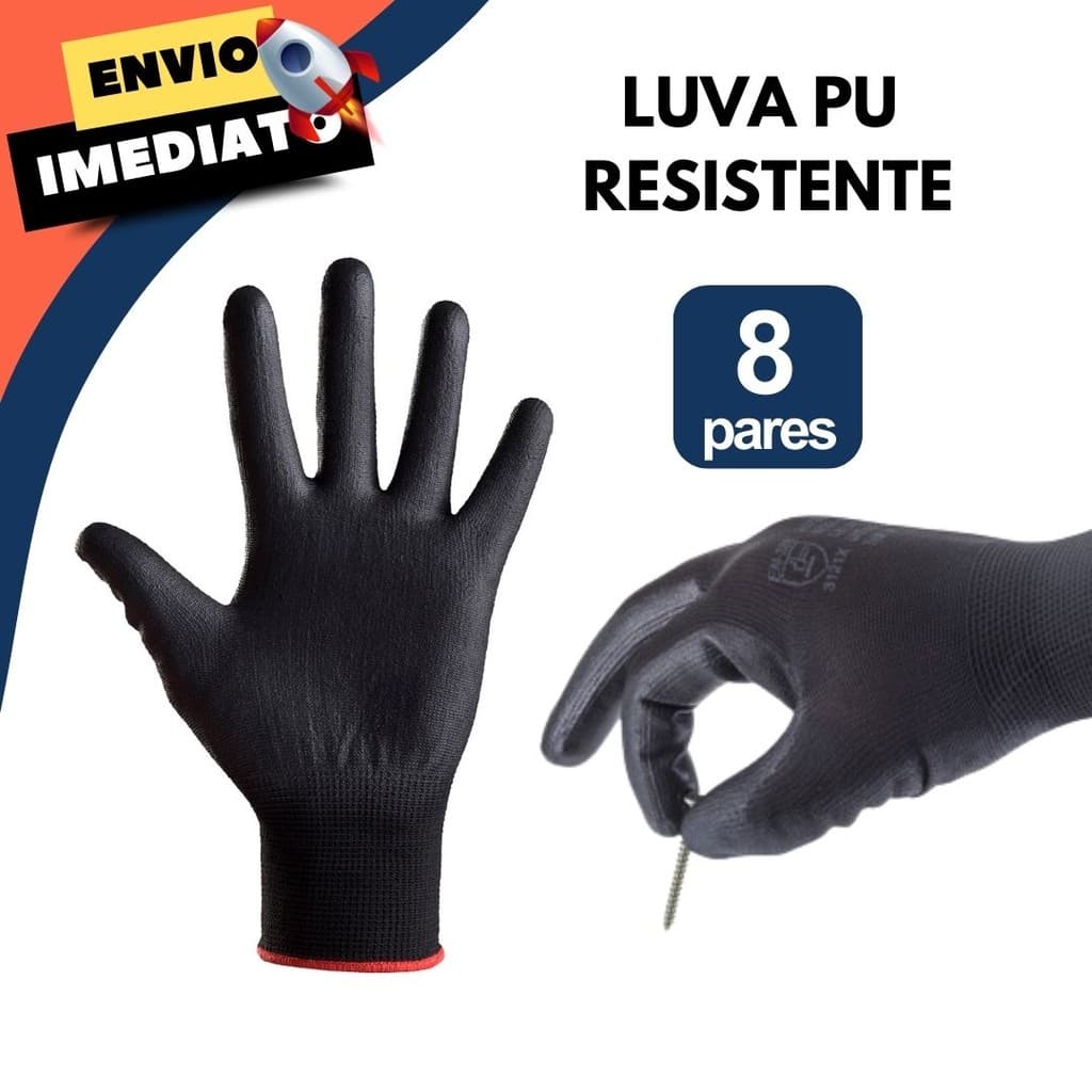 Kit 8 Luva Antiestática EPI Sensibilidade Toque Leve Conforto Ambiente de Trabalho
