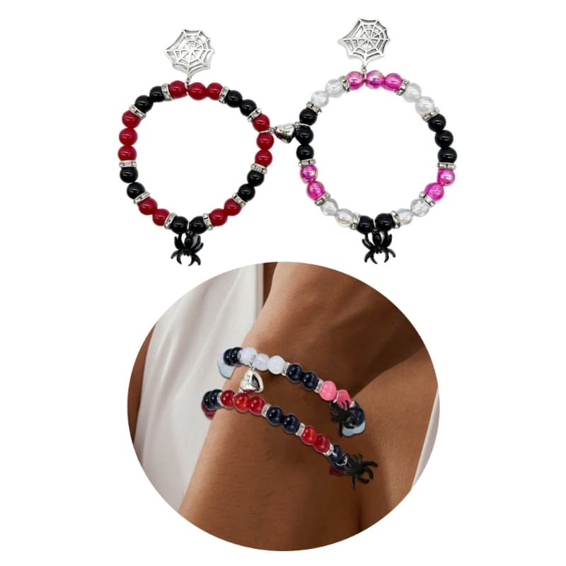 YOIOI 2 Peças De Pulseiras De Casal De Aranhas De Halloween Para Pulseira Magnética Unissex Combinando Com Coração