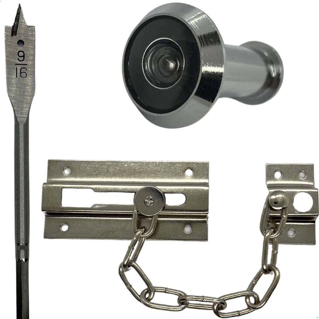 Kit Visor Olho Magico Broca Chata e fechadura trinco pega ladrão kit segurança