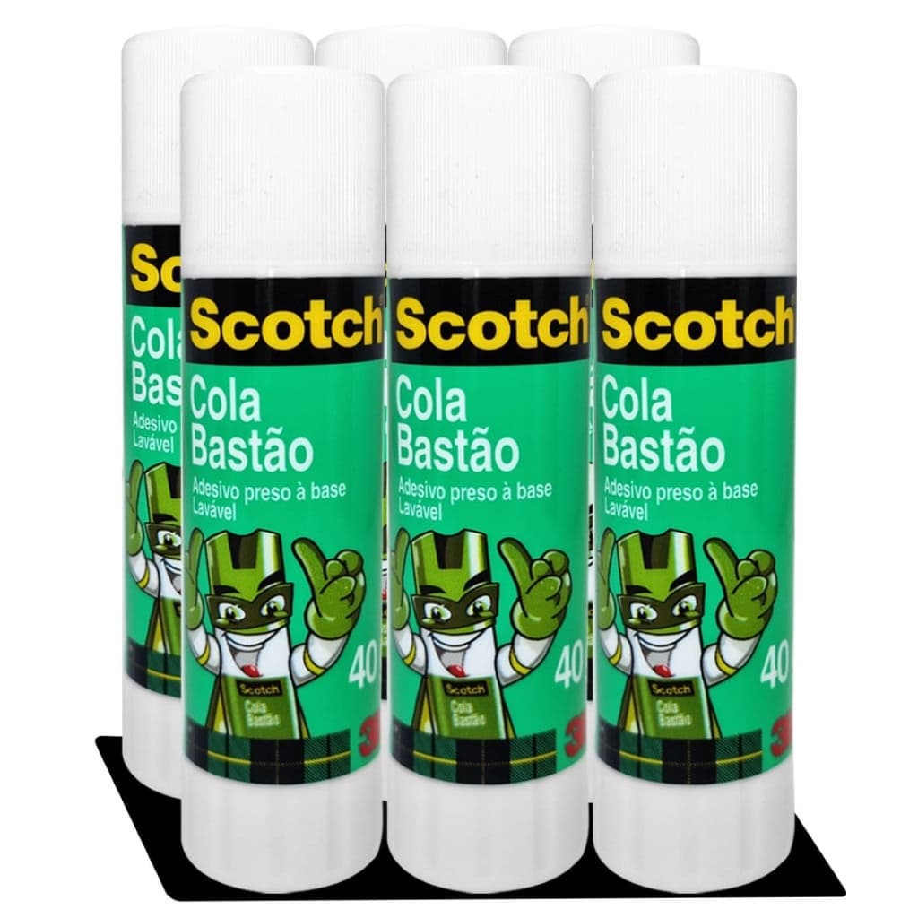 Cola Bastão 40g Scotch Kit 6 Unidades Lavável Não Tóxica