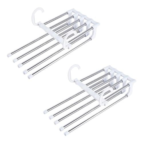Kit 2 Cabides De Calça Reforçado Com 5 Divisorias Organizado
