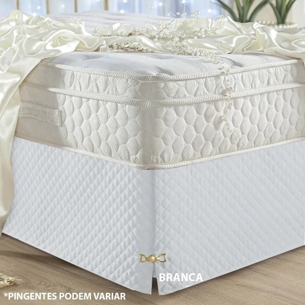 Saia Box Casal Padrao Matelada Com Pingente Luxo Box Bau Varias Cores