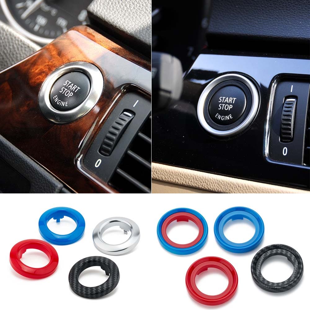 Botão De Parada De Partida Do Motor Carro Adesivo Interruptor Guarnição Anel Apto Para BMW 1 3 5 X1 Z4 M3 M5 E87 E90 E91