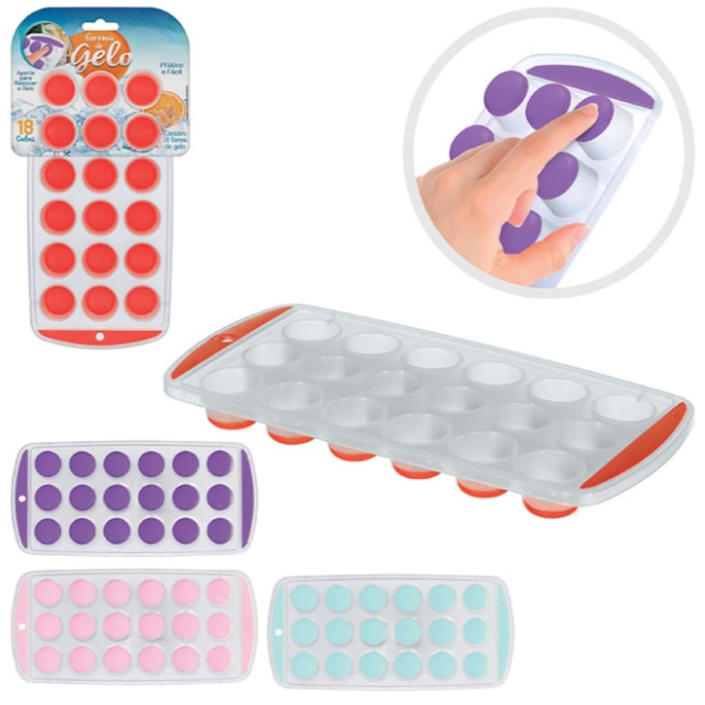 Forma de Gelo Silicone Personalize Redondos com Silicone 18 Cubos