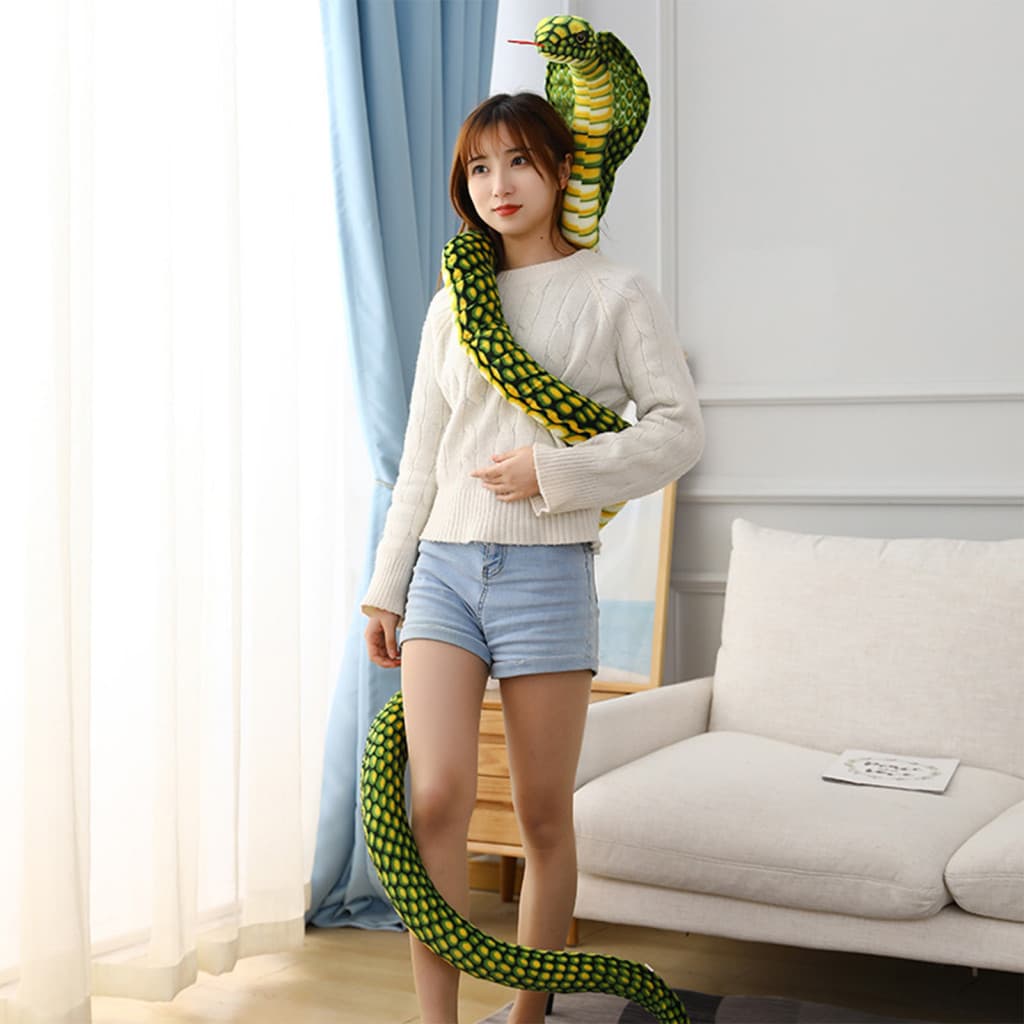 Cobra Plush Doll Collectible Toy Realistic Giant Fun Trick for Kids Educational Halloween Decoration Soft Stuffed Animal Southeast Asian