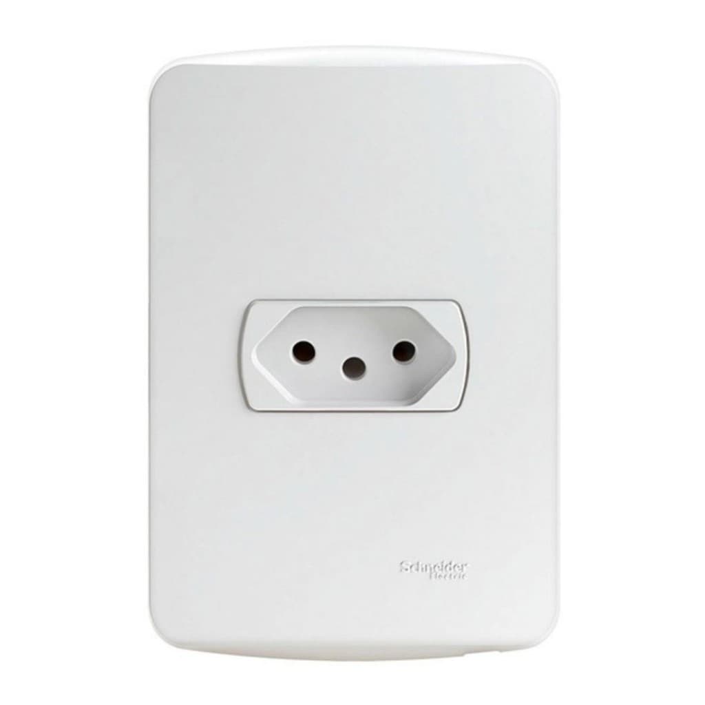 Conjunto Tomada 10A 3 Pinos Schneider Miluz Branco Tomadas e Interruptores