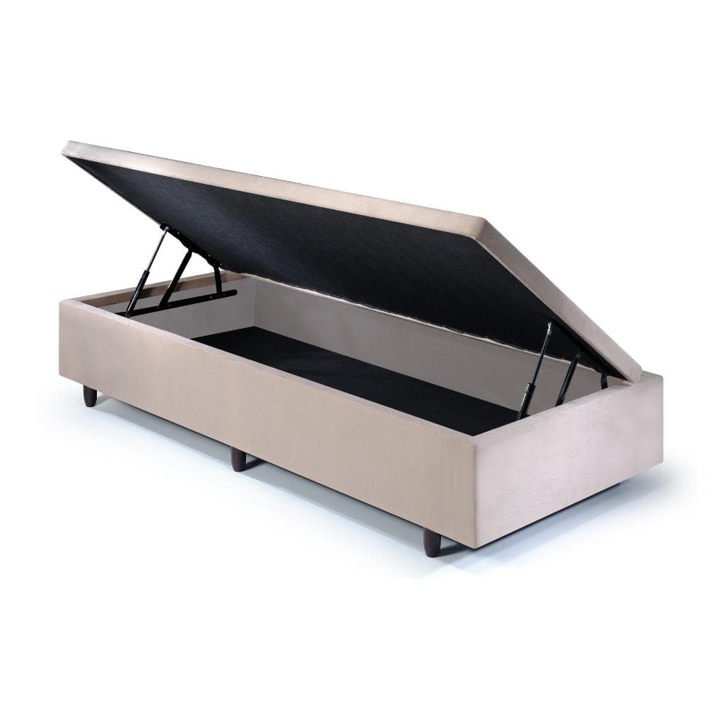 Base Box Baú Solteirão 96x203x42cm Suede Bege