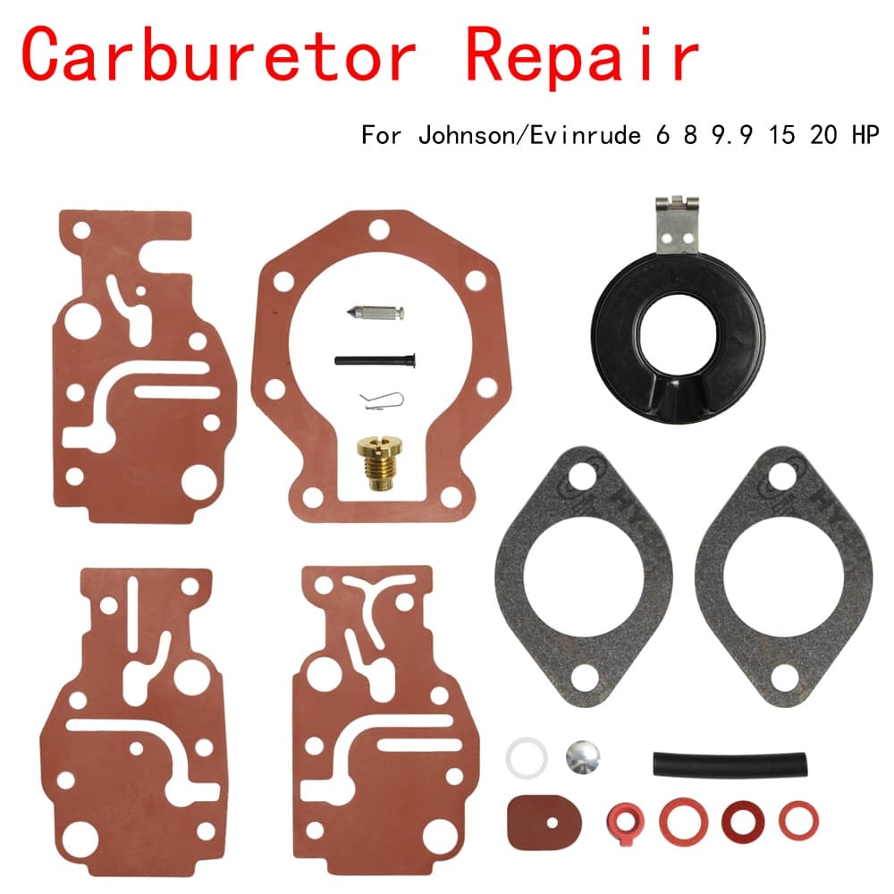 Kit Reparo Carburador Com Boia e Agulha Para 6 8 9,9 15 20 HP HP Motor Popa 2 Tempos
