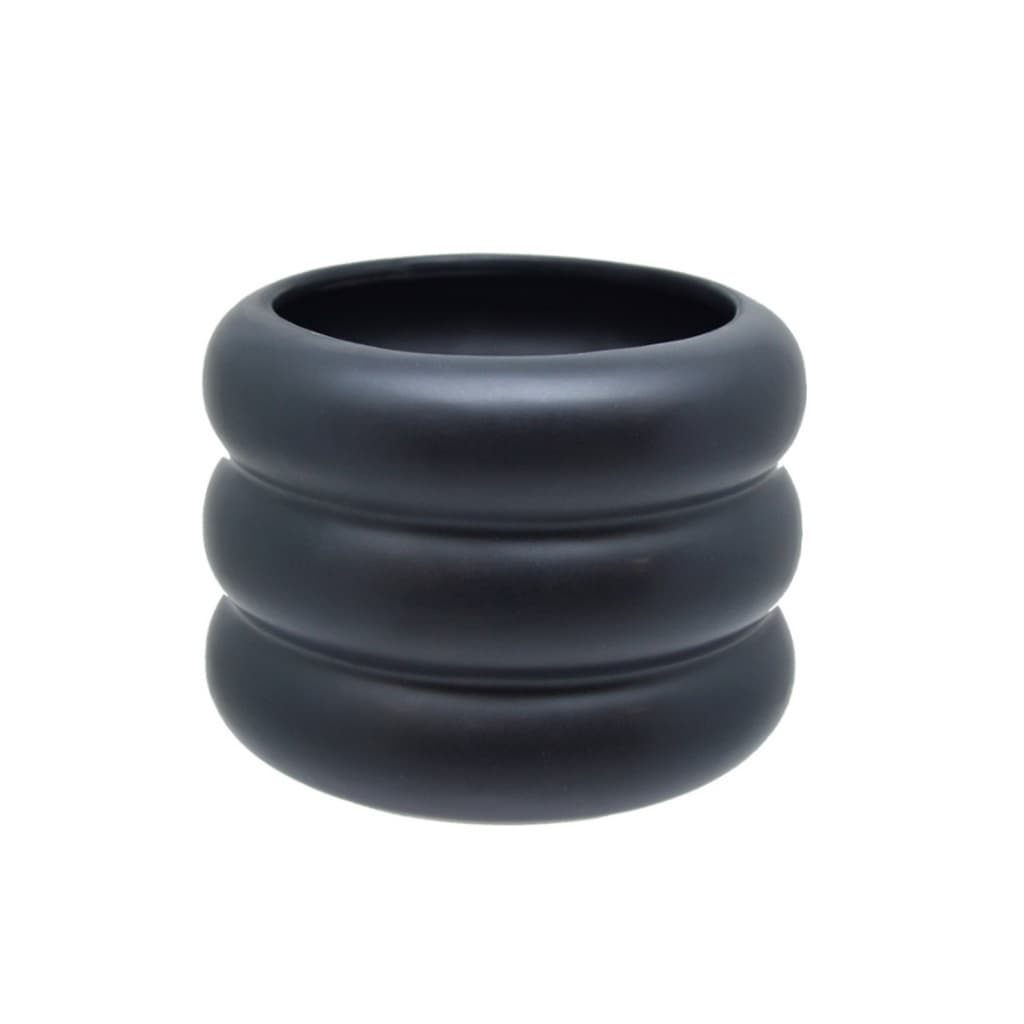 Cachepot Redondo Preto Vaso Porcelana Plantas Flores Jardim Decoração