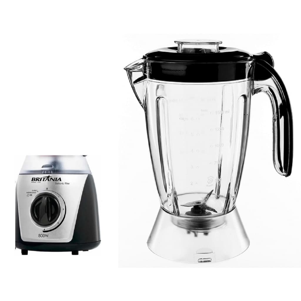 Copo Para Liquidificador Britânia Eletronic Filter 600/700/800w Tampa Preta