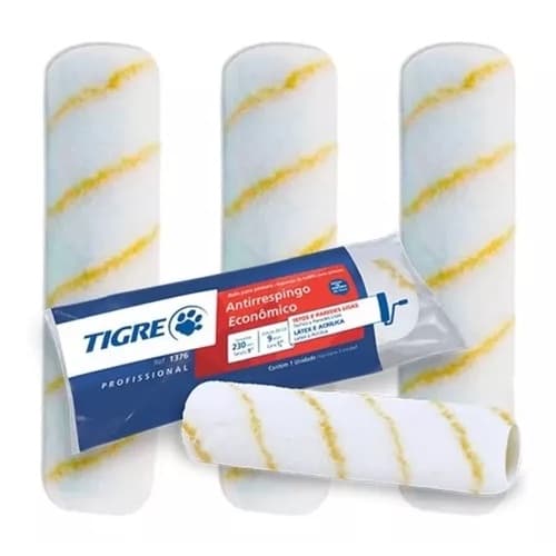 Kit Rolo para Pintura De Parede 3 Rolos Tigre Anti Respingo