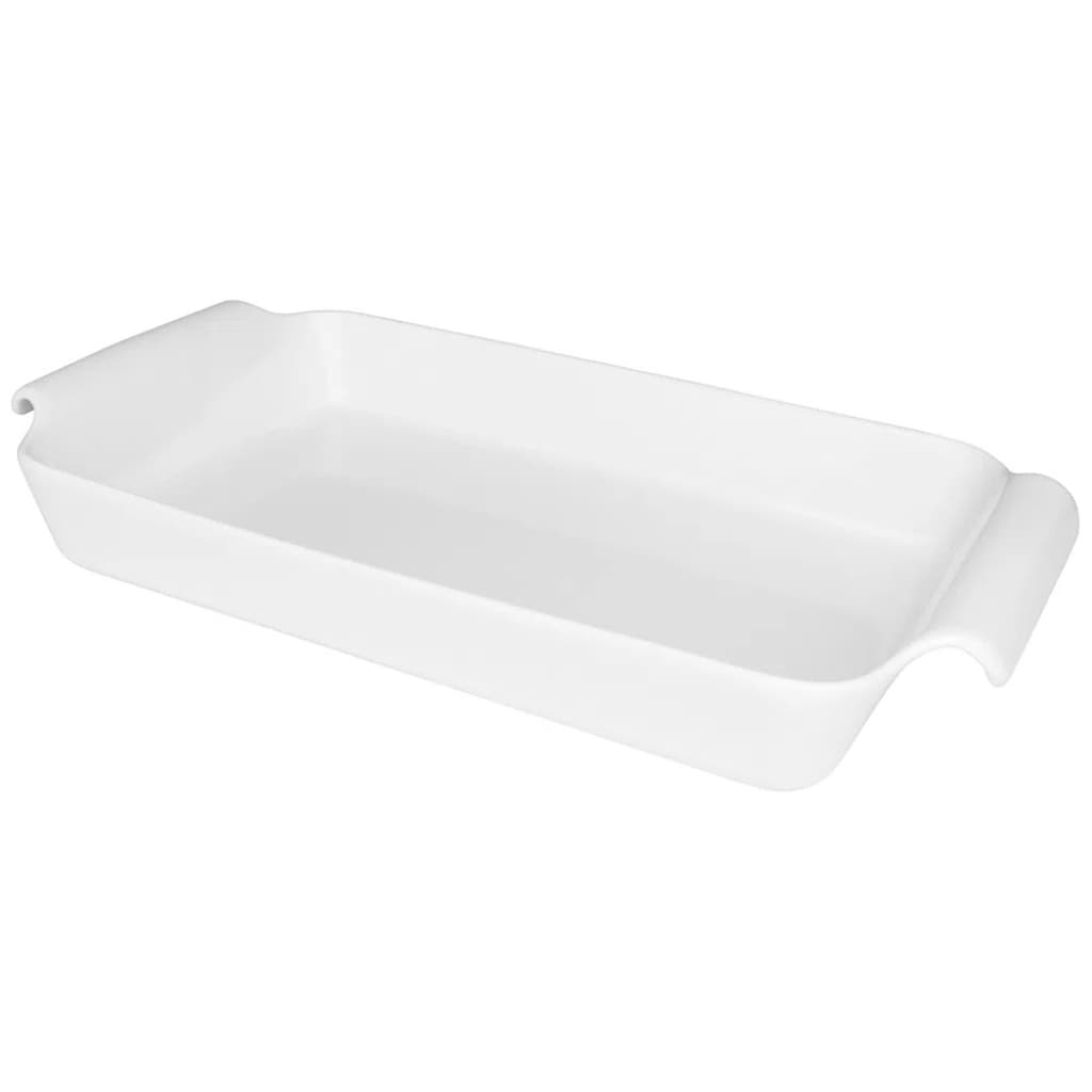 Travessa Fall Refratária Rasa 41x22x6,5cm 2,6 Litros Retangular Com Alça Porcelana Branca Oxford Assadeira