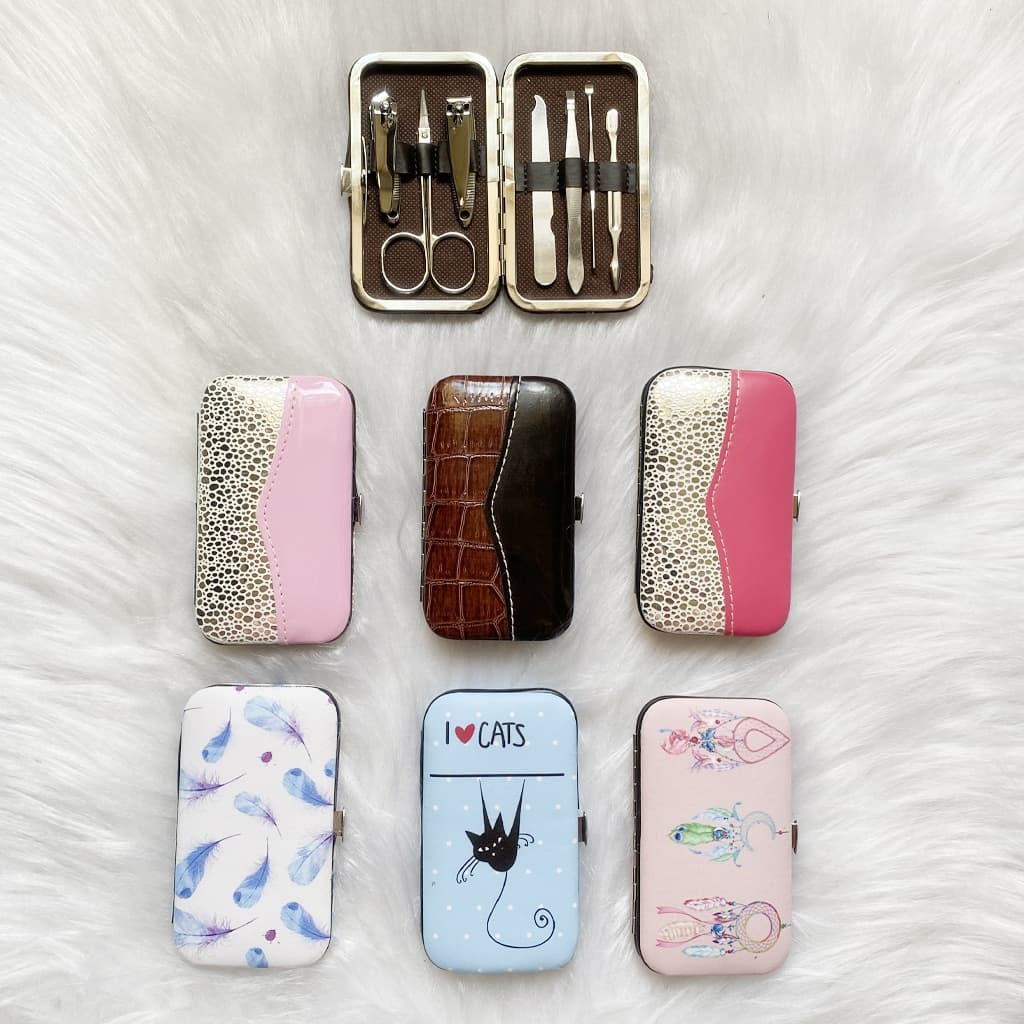 Kit Manicure Viagem - Sortido Alicate Unha Pinça kit com 7 Unidades Com Estojo