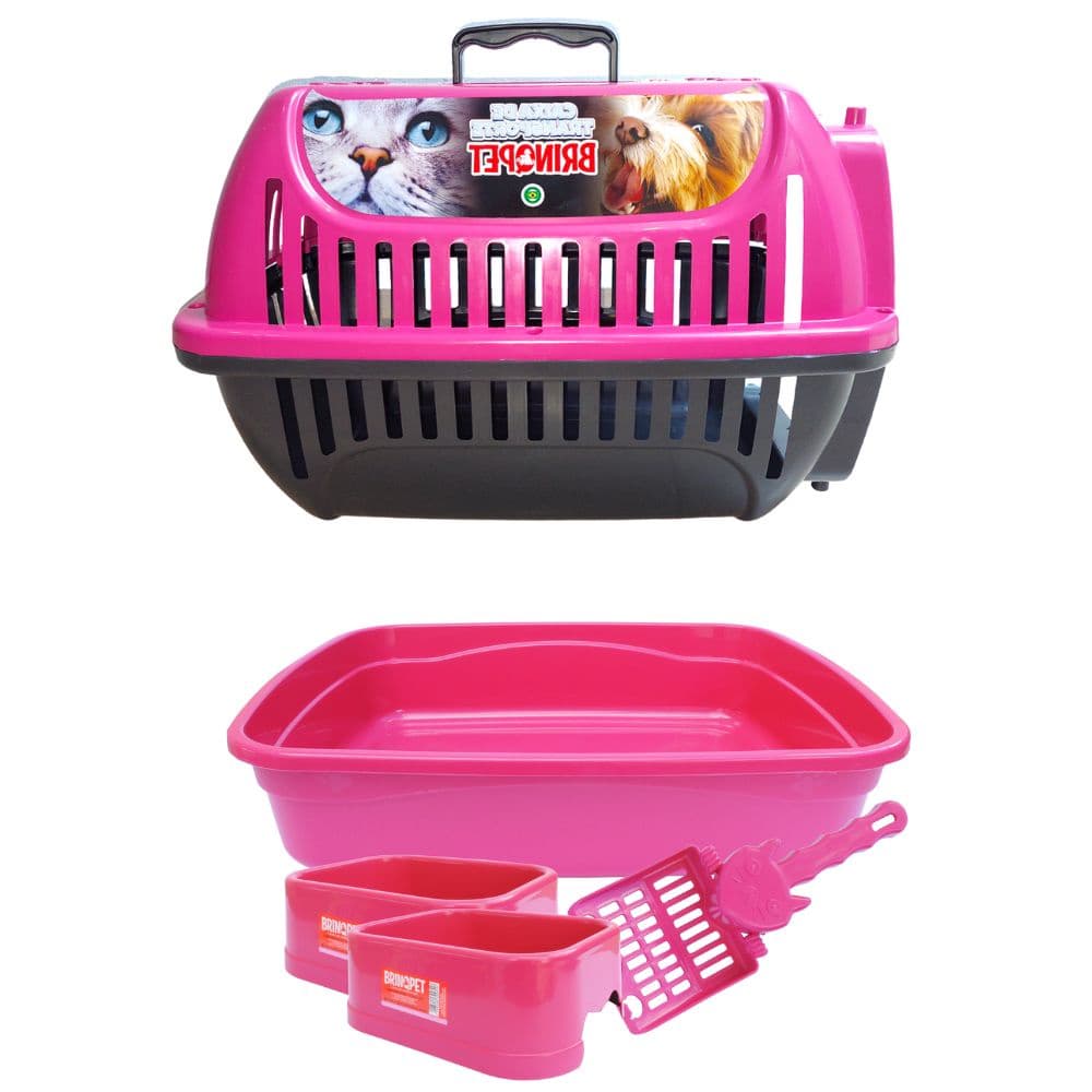 Kit Caixa De Transporte N2+Caixa de Areia Comed/Bebed Pá Cat