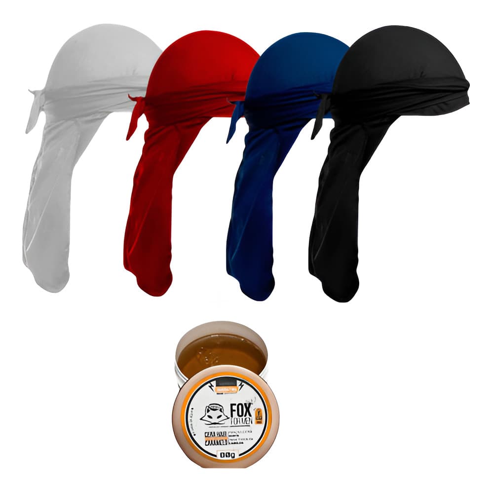 Kit 4 Durag Colorida Silky + Pomada Modeladora