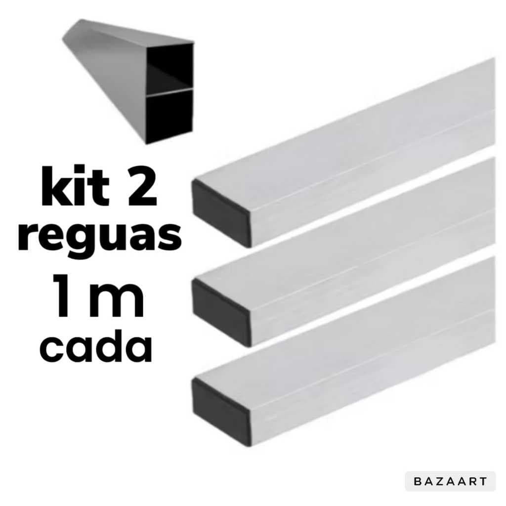 Kit 2 Régua Alumínio Pedreiro 1m Construção Alinhamento