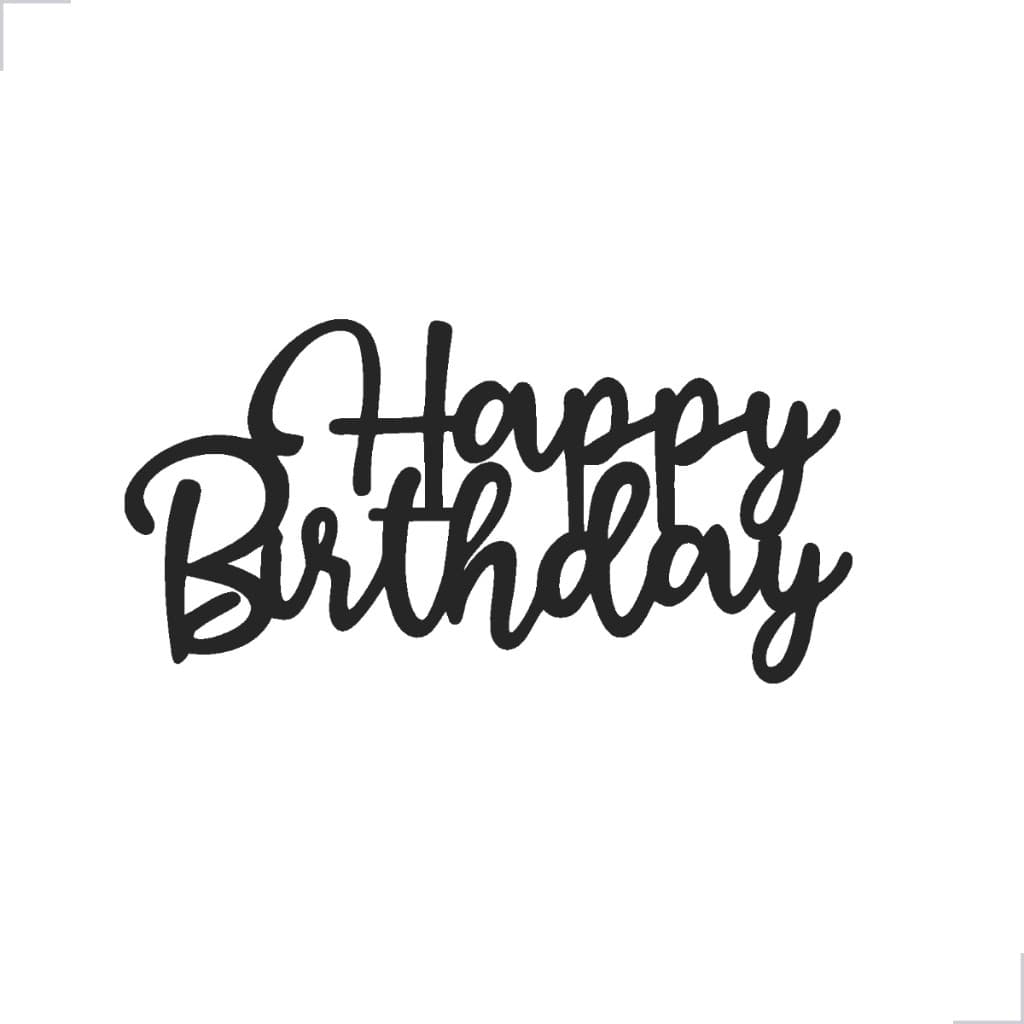 Happy Birthday Placa Decorativa para Festa de Aniversário Em Madeira Mdf Preto 40x20cm