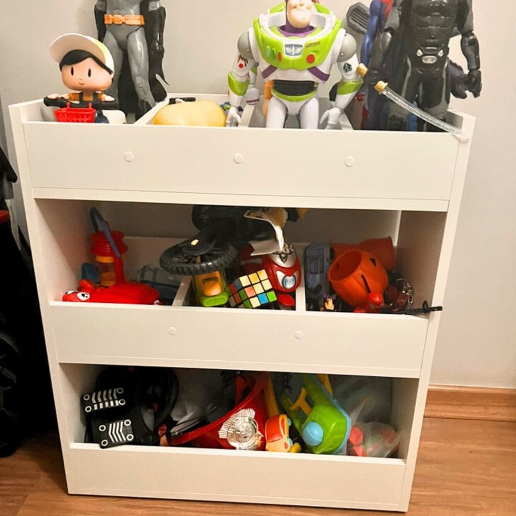 Baú p\Brinquedos Infantil Divisórias Prateleiras Kids Branco Mdf tx