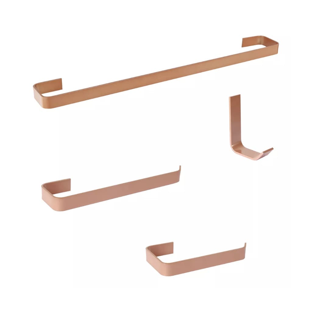 Kit Acessórios Para Banheiro Rose Gold 4 Peças Quadrado