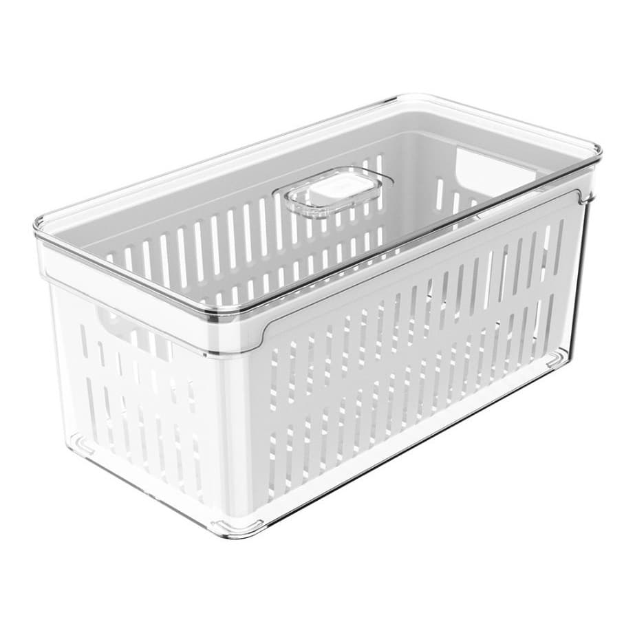 Organizador Clear Fresh com Cesto e Tampa 5 Litros Organização Geladeira Alimentos Cozinha