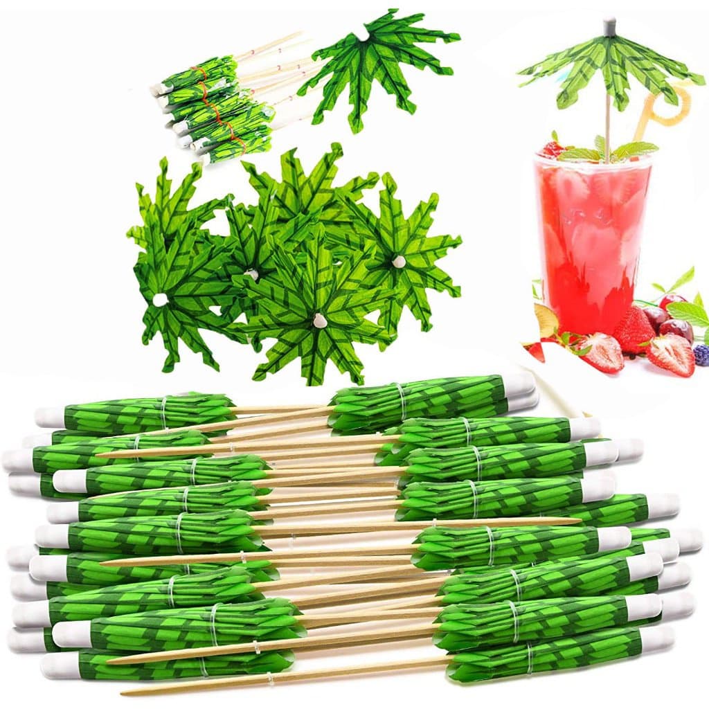 50 umbrellas Cocktail drinks Pick food Fruit bamboo toothpicks dessert cake sticks Birthday party wedding decorations