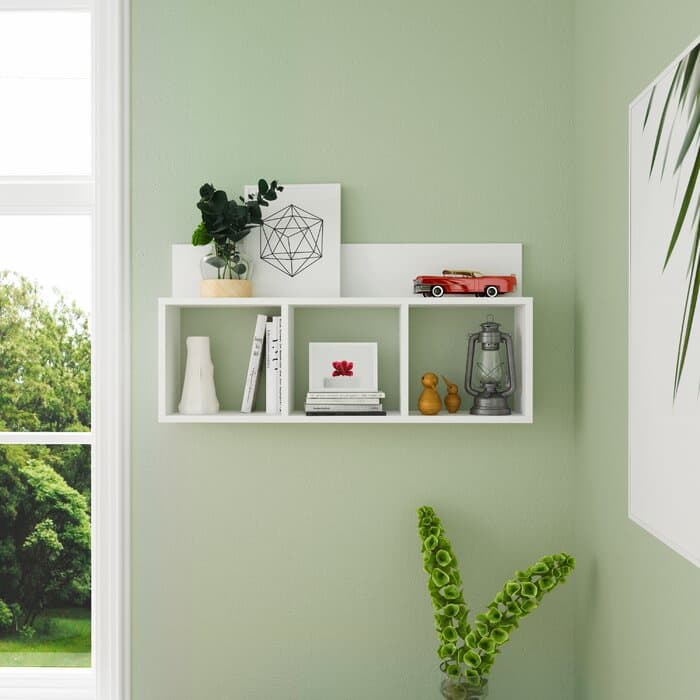 NICHO DECORATICO PRATILEIRA  40CM CUBO TRIPLO EM MDF BRANCO CONJUNTO NICHO PRATELEIRA DECORATIVA MDF BRANCO
