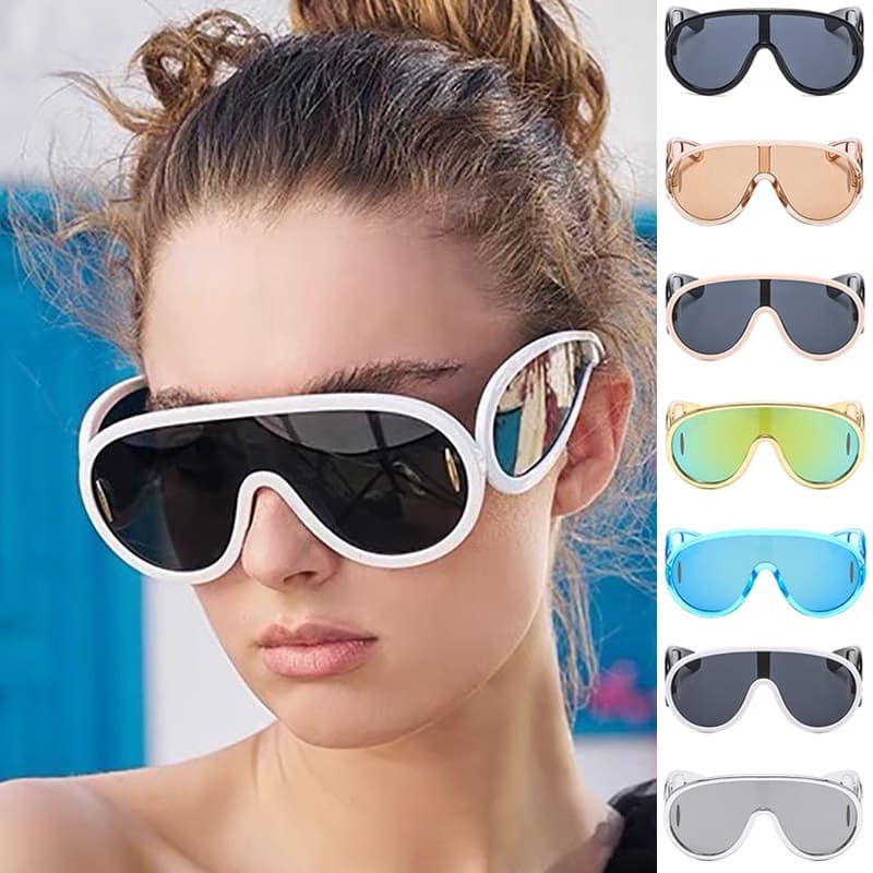 Personalidade Oversized Óculos De Sol Hip-Hop Y2K Sports Punk Retro Mulher Condução Ao Ar Livre Anti-Ultravioleta De Uma Só Peça Para Homem Square Sun Shade