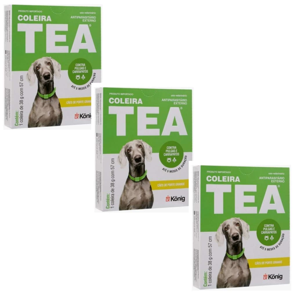 3 Coleira Antipulgas Tea 327 38g Para Cães Porte Grande 57cm