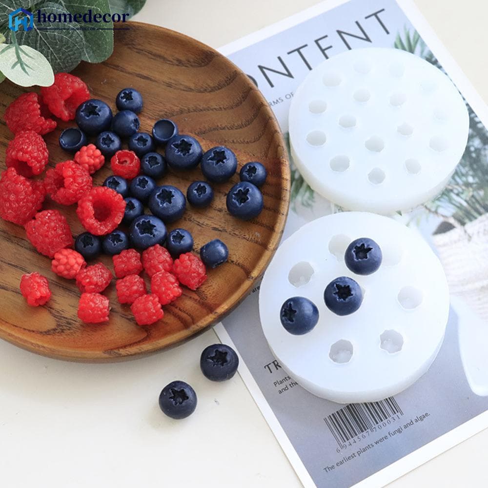 HOMEDECOR 3D Blueberry Candle Mold Simulação De Molde De Velas De Framboesa Fruta Fondant Silicone Mould DIY Bolos De Chocolate Ferramenta Para Decoração De C2H5