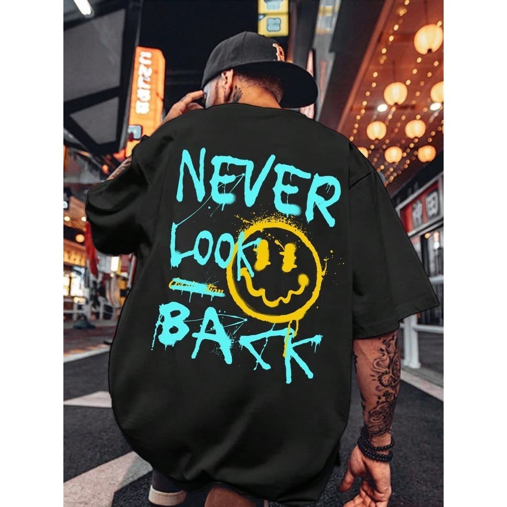 Camisa Camiseta 100% Algodão Estampada Nunca Olhe Para Trás Moda Streetwear