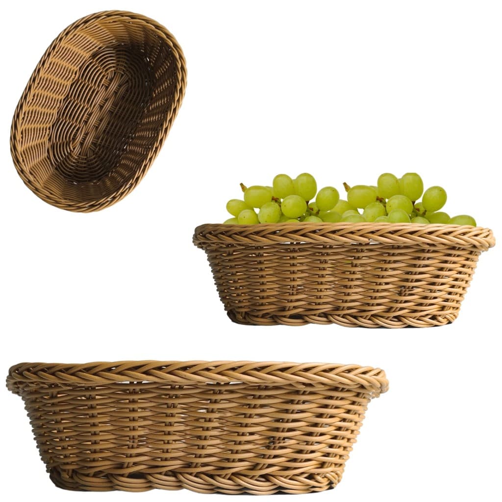 Cesta Redonda Fruteira Trançada Para Servir Pão Frutas 23cm
