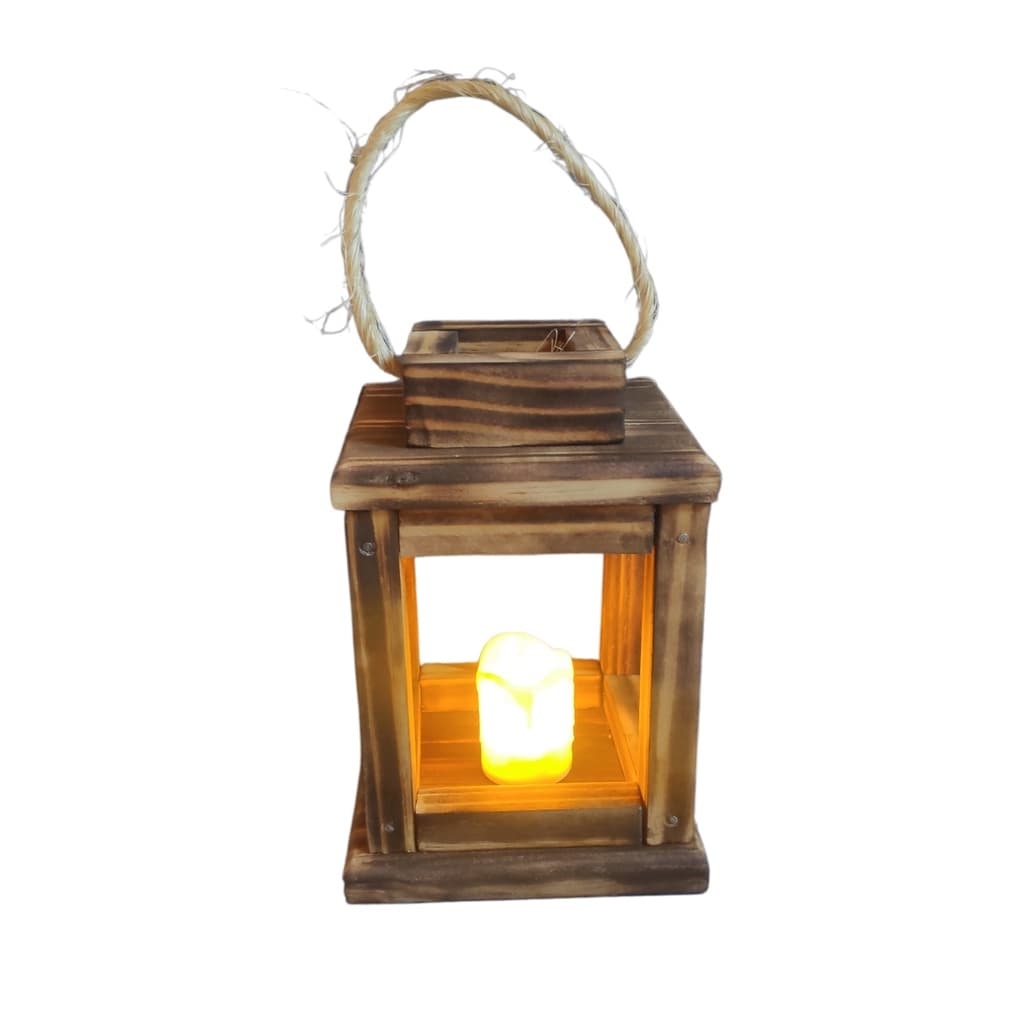 Luminária Marroquina De Madeira C Vela Led Decoração Rustica