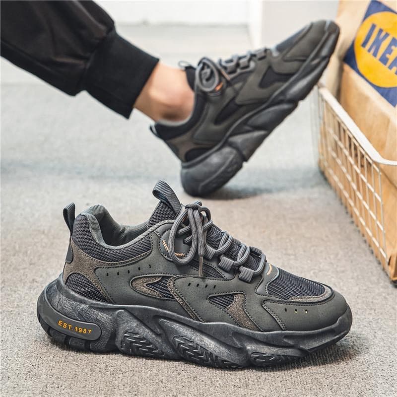 Novos sapatos masculinos de outono, esportes de lazer, estudantes de fundo grosso correndo sapatos de moda pai