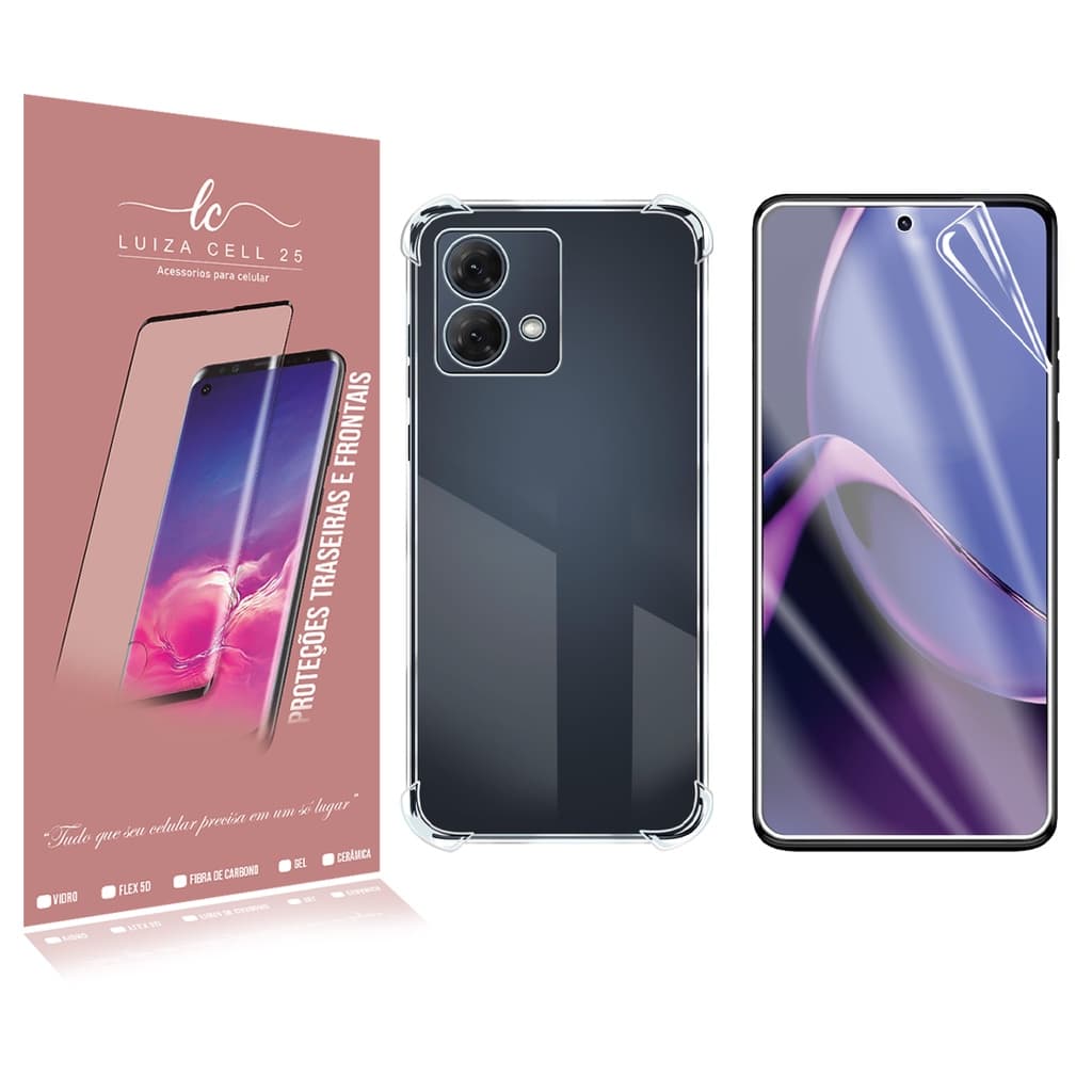 Capa  anti impacto transparente + Película De Hydrogel HD Para Moto G84 XT2347 6.55  - Luiza Cell25