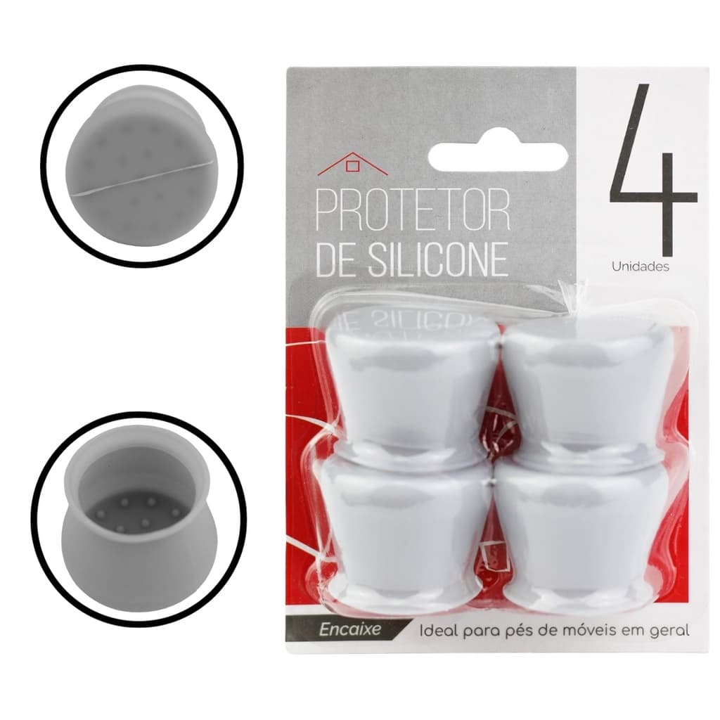 Kit 4 Protetor de Silicone para Pés de Cadeira e Mesa Pés Pezinho Redondo
