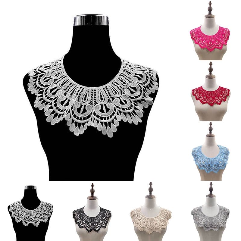 Xailes Bordados Retro Em Renda Oca Moda Acessórios De Vestuário De Colarinho Falso Cor Sólida