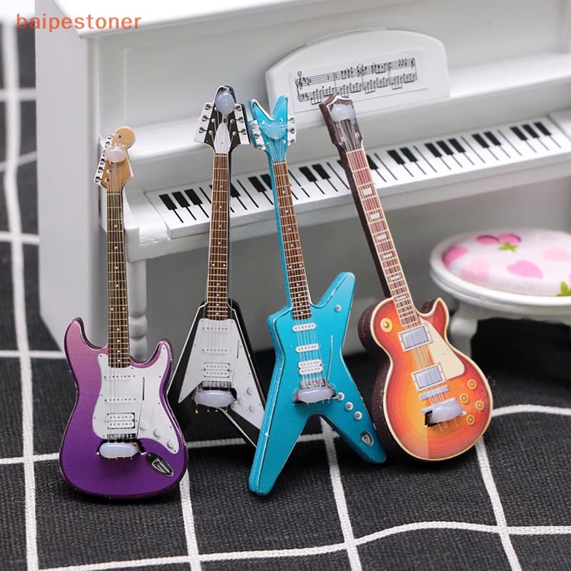 [baipestoner] Simulação De Casa De Boneca Guitarra Elétrica Cena Em Miniatura De Popular