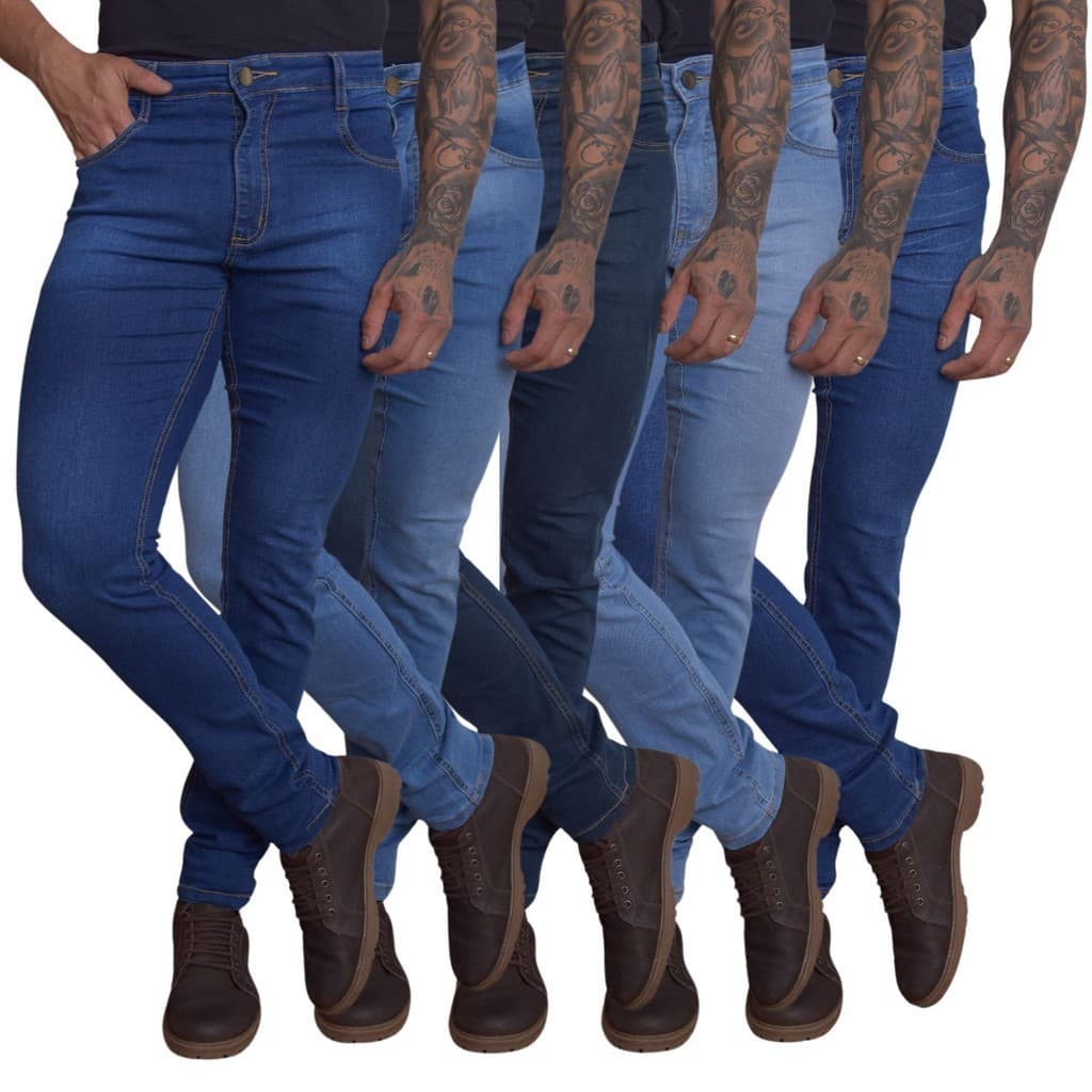Calça Jeans Masculina Slim c/ Elastano Premium Varias Cores