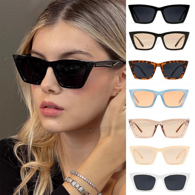 Óculos De Sol Olho De Gato Retrô Da Moda Para Mulheres Estilo Hip-hop Unissex Com 7 Cores
